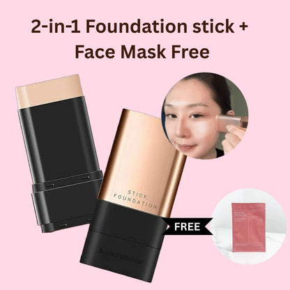 2-in-1 K-Beauty Foundation Stick with Built-in Brush + Bio-Collagen Hydration Face Mask Free