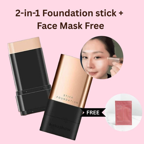 2-in-1 K-Beauty Foundation Stick with Built-in Brush + Bio-Collagen Hydration Face Mask Free