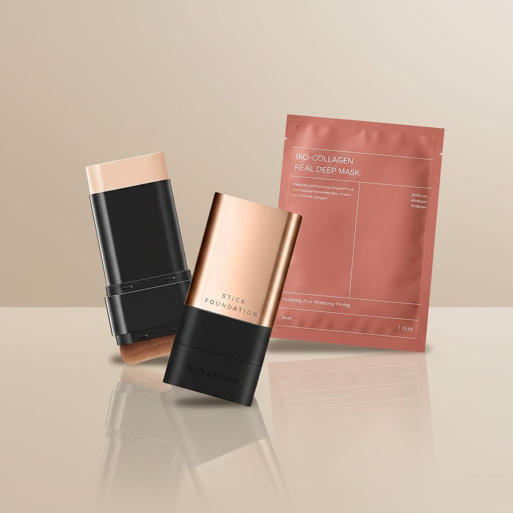 2-in-1 K-Beauty Foundation Stick with Built-in Brush + Bio-Collagen Hydration Face Mask Free