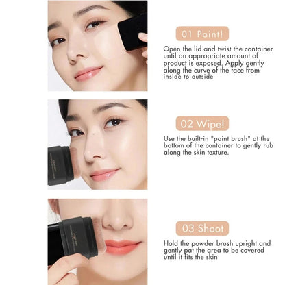 2-in-1 K-Beauty Foundation Stick with Built-in Brush + Bio-Collagen Hydration Face Mask Free